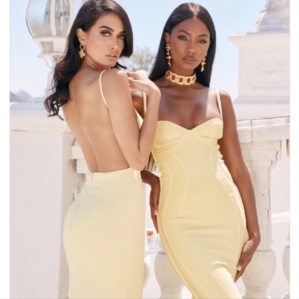 HOUSE OF CB 'Martine' Lemon Fluted Bustier Bandage Dress NWOT - Picture 7 of 8